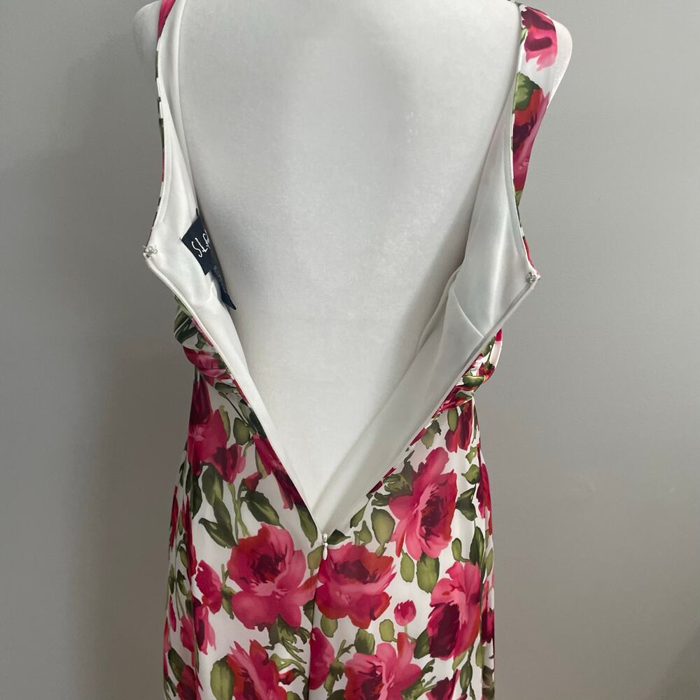 SL Fashions Floral Midi Dress Women’s Size 8 Sleeveless V-Neck Fit & Flare - Picture 7 of 11